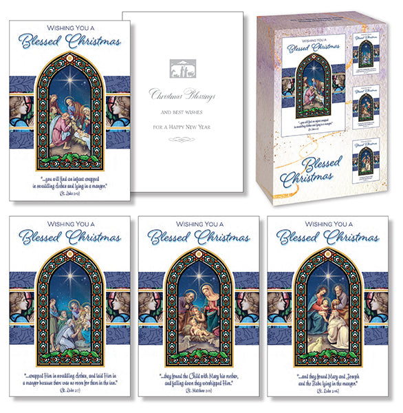 Blessed Christmas Card Box – 4 Designs (Box of 18)