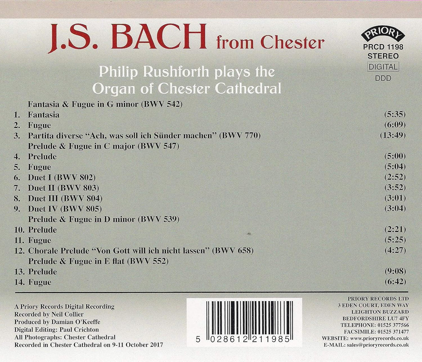 'J.S. Bach from Chester' CD