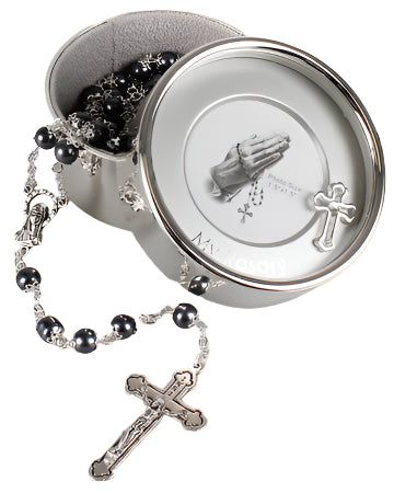 Pearl Rosary and Photo Box