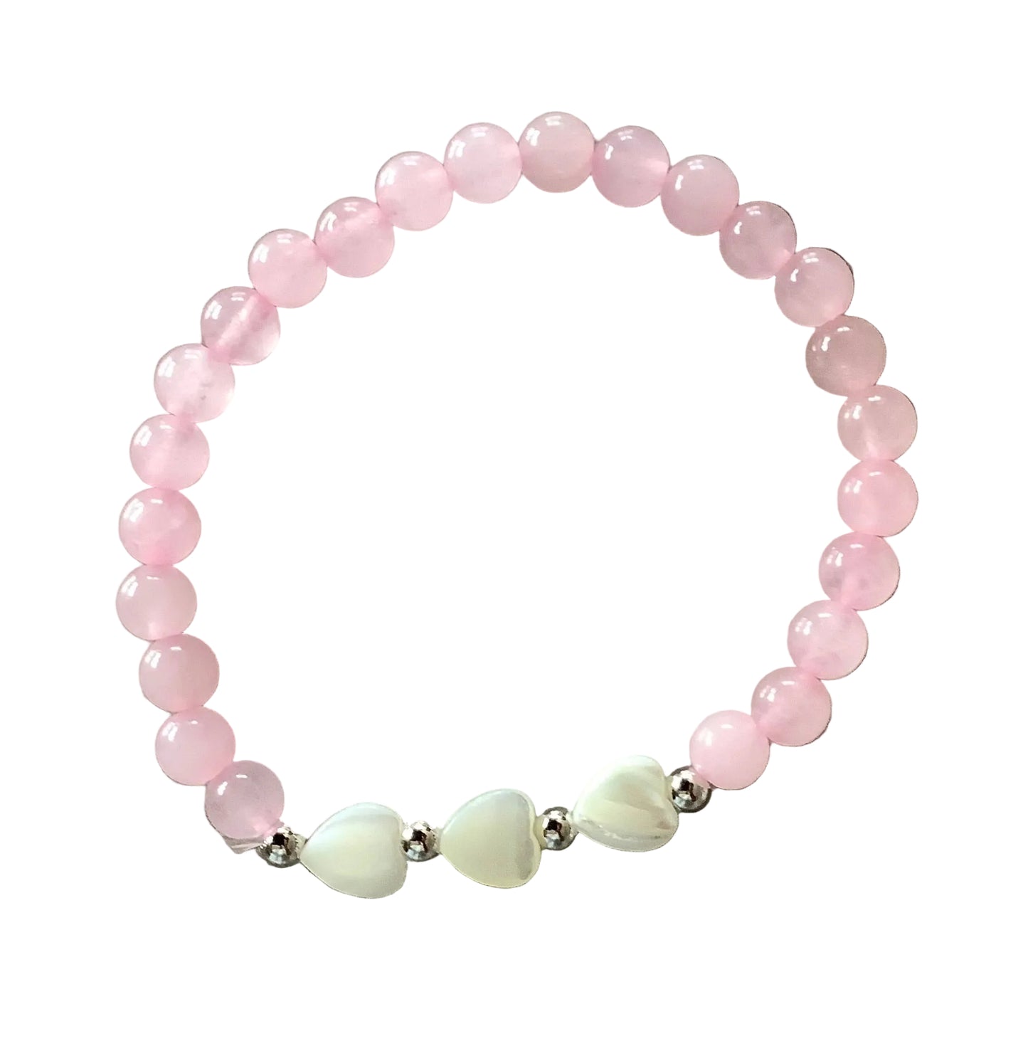 Pink Bead & Shell Heart Bracelet with Prayer Card