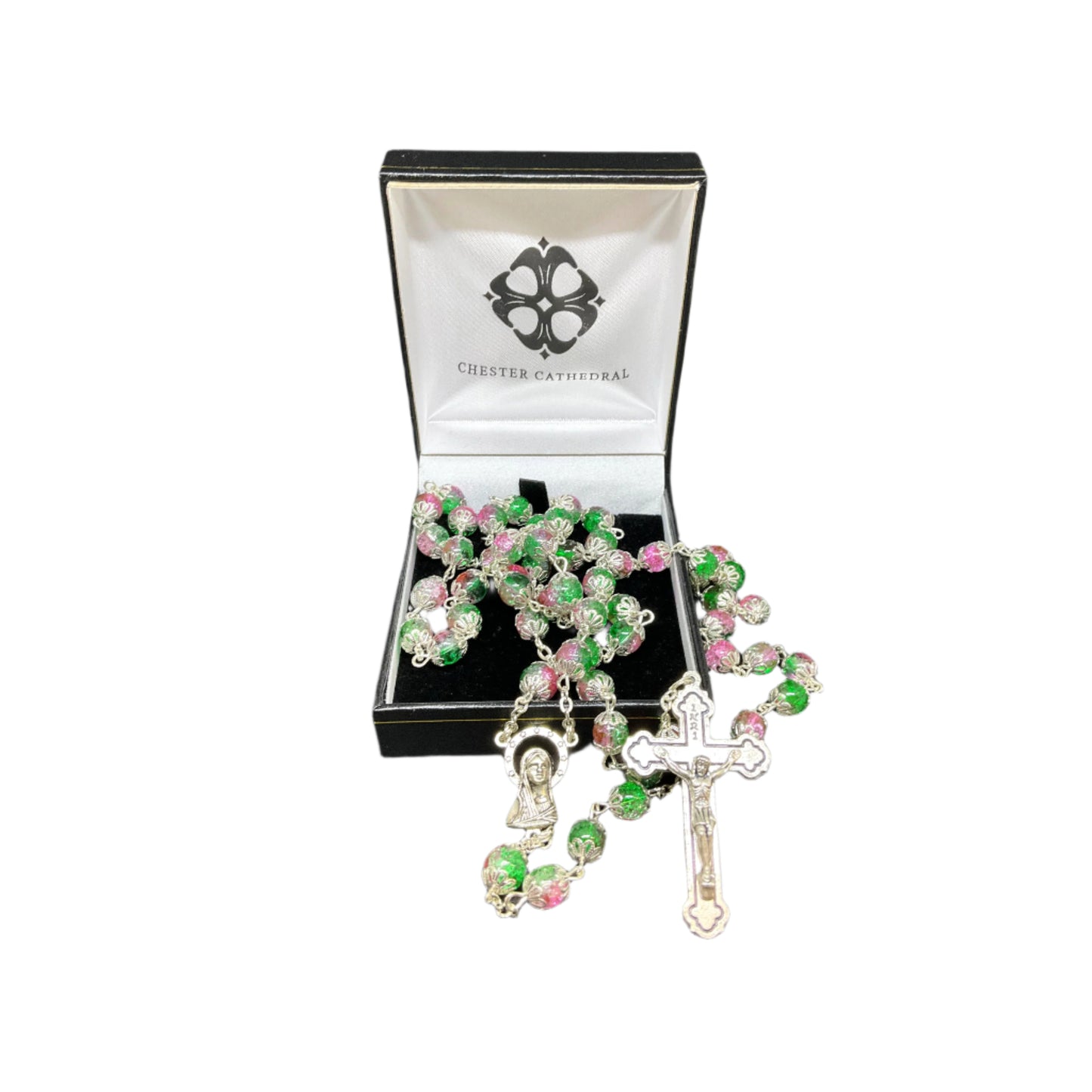 Glass Rosary - Green/Pink