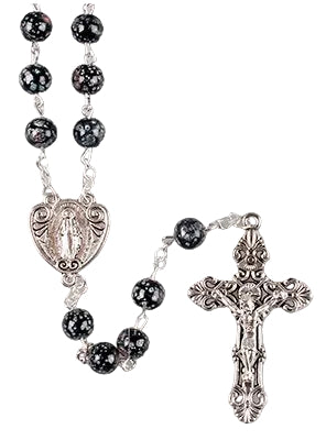 Glass Rosary - Black Marble