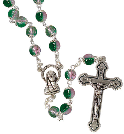 Glass Rosary - Green/Pink