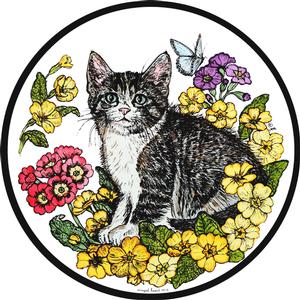 Kitten and Primroses Roundel