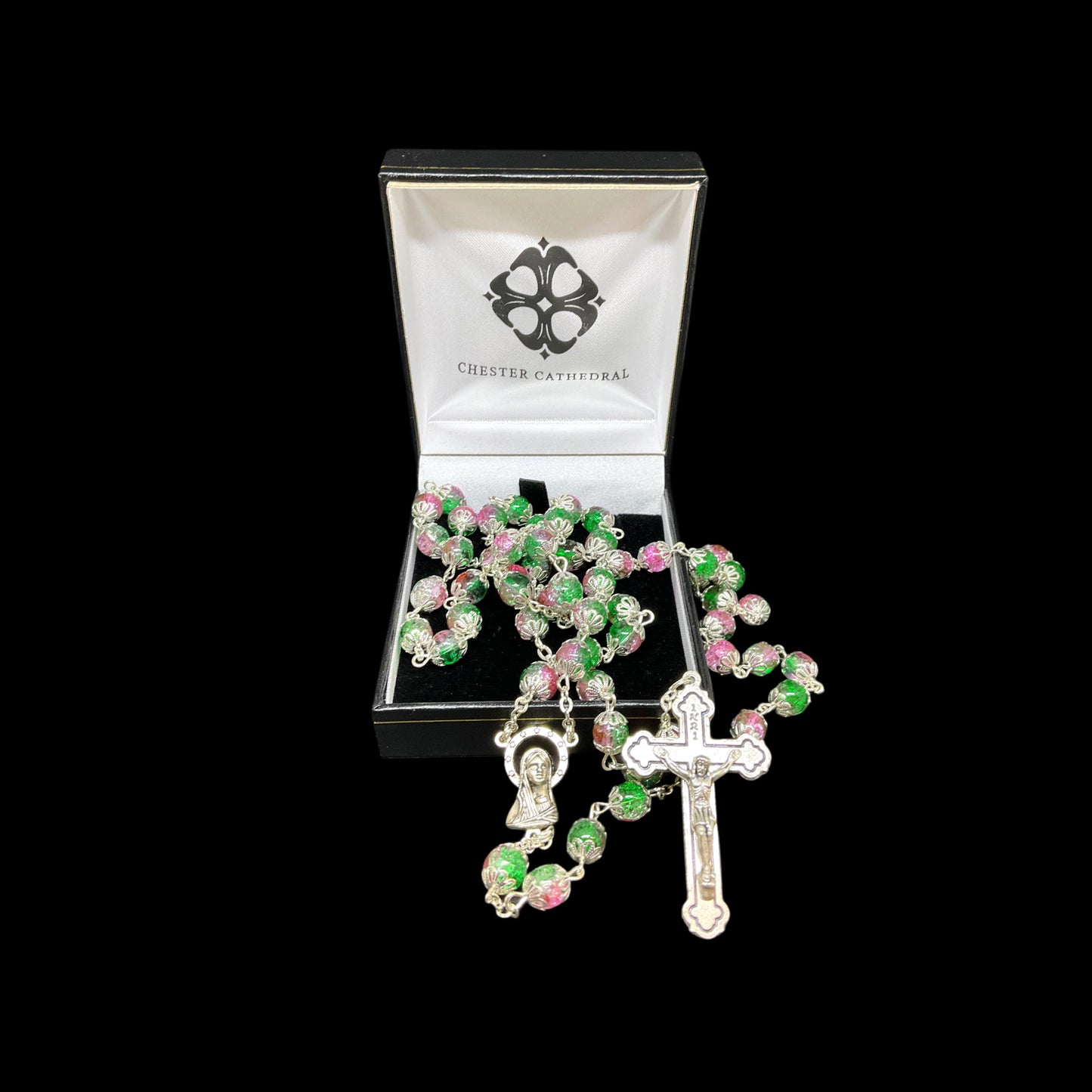 Loose Glass Rosary GREEN/PINK