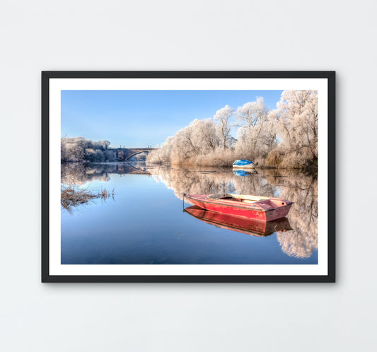 Red Boat on River Dee,  Hoar Frost