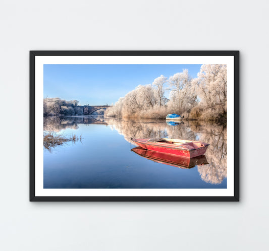 Red Boat on River Dee,  Hoar Frost A4
