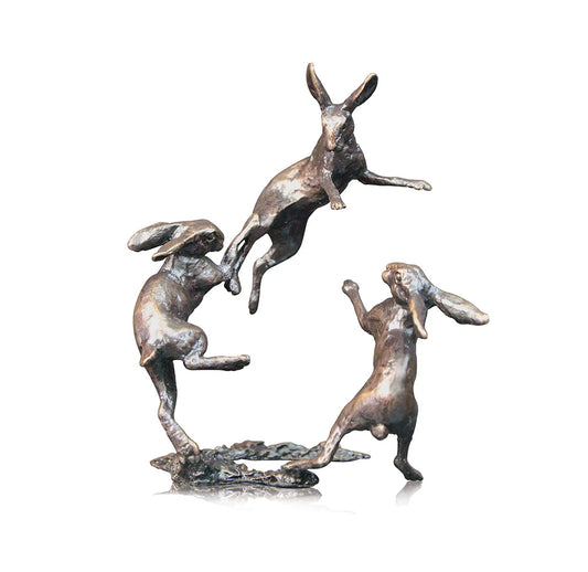 Richard Cooper Bronze - Three Hares Dancing