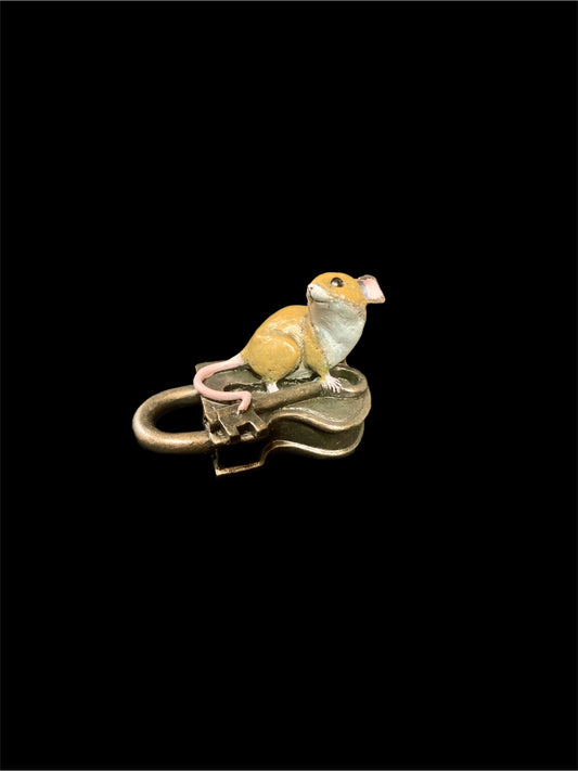 Richard Cooper Bronze - Mouse on Antique Padlock