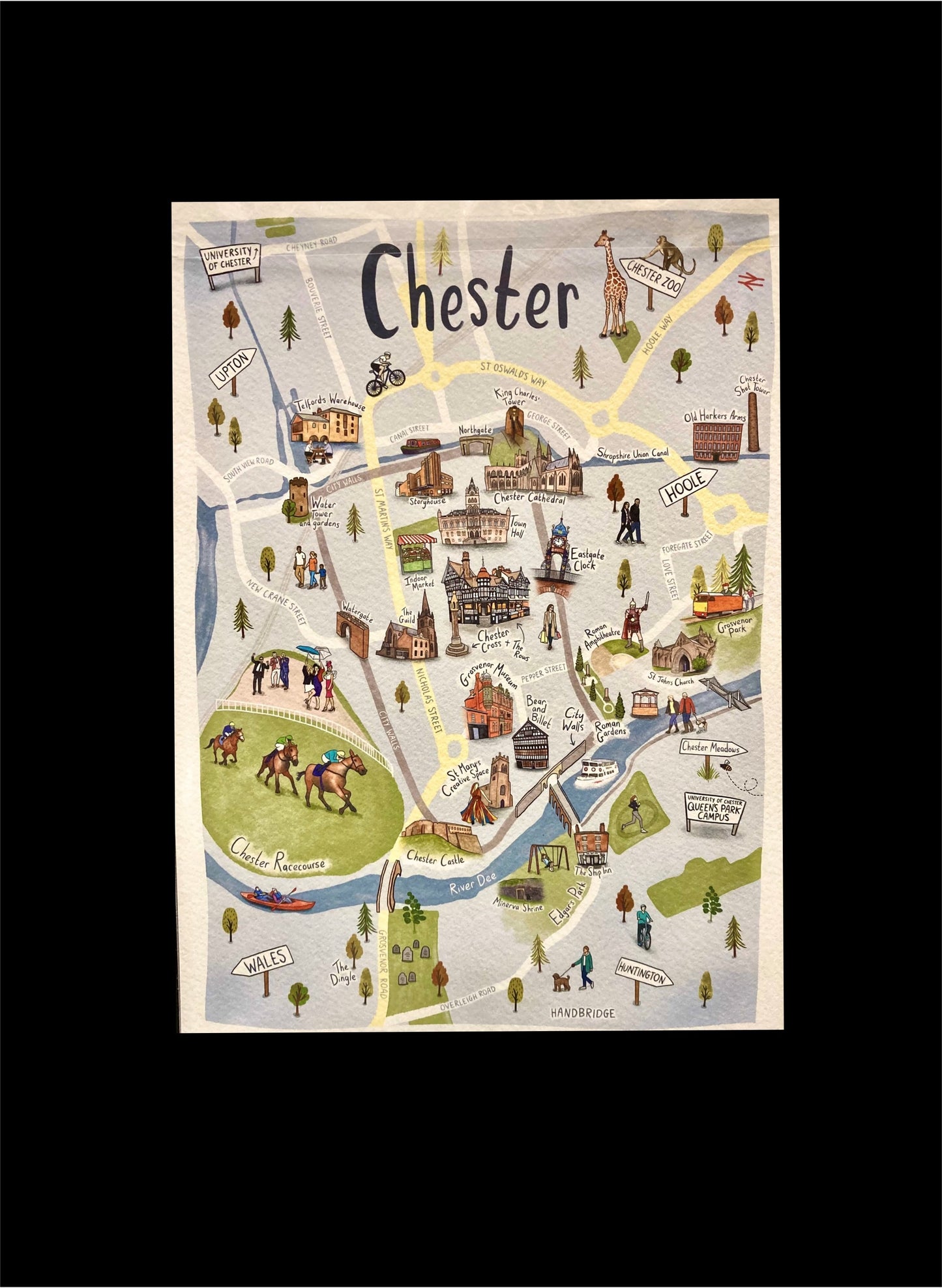Bespoke A4 Print - Map of Chester