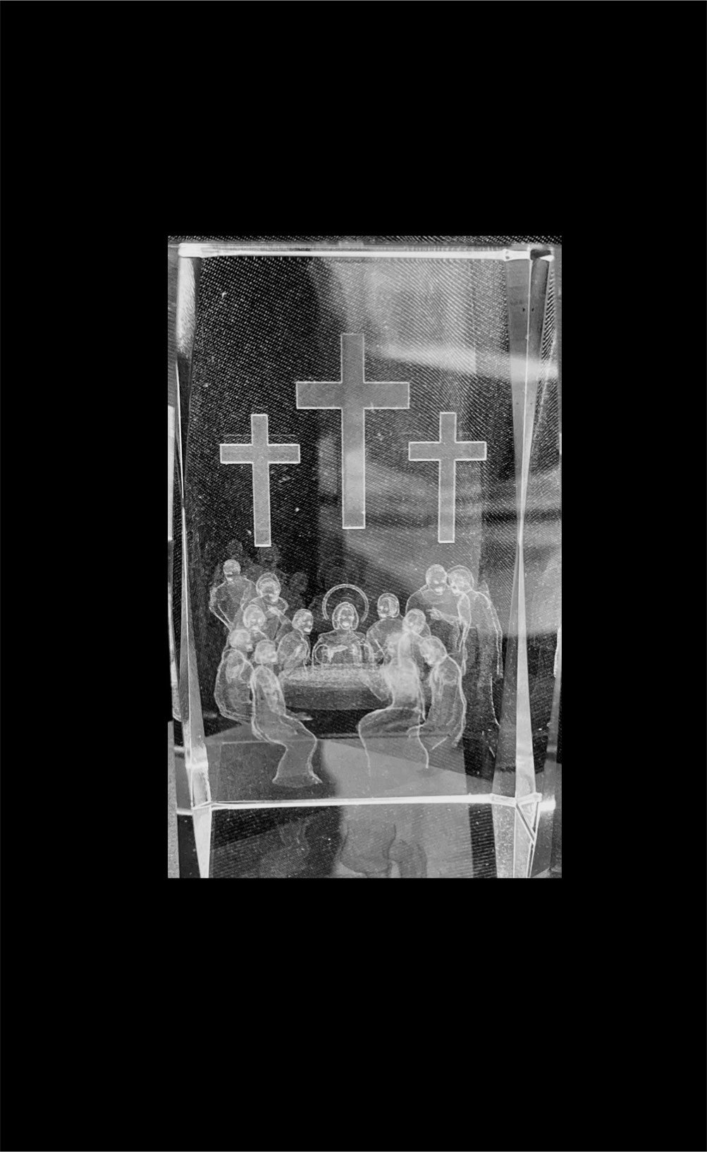 Engraved Glass Paperweight - Last Supper